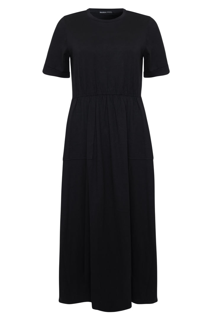 Threadbare Crew Neck Jersey Midi Dress with Patch Pockets in Black - flat lay