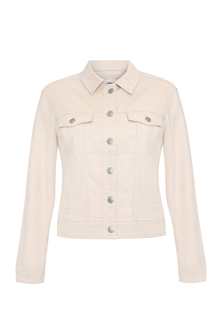 Threadbare Stretch Denim Jacket in Ecru - flat lay