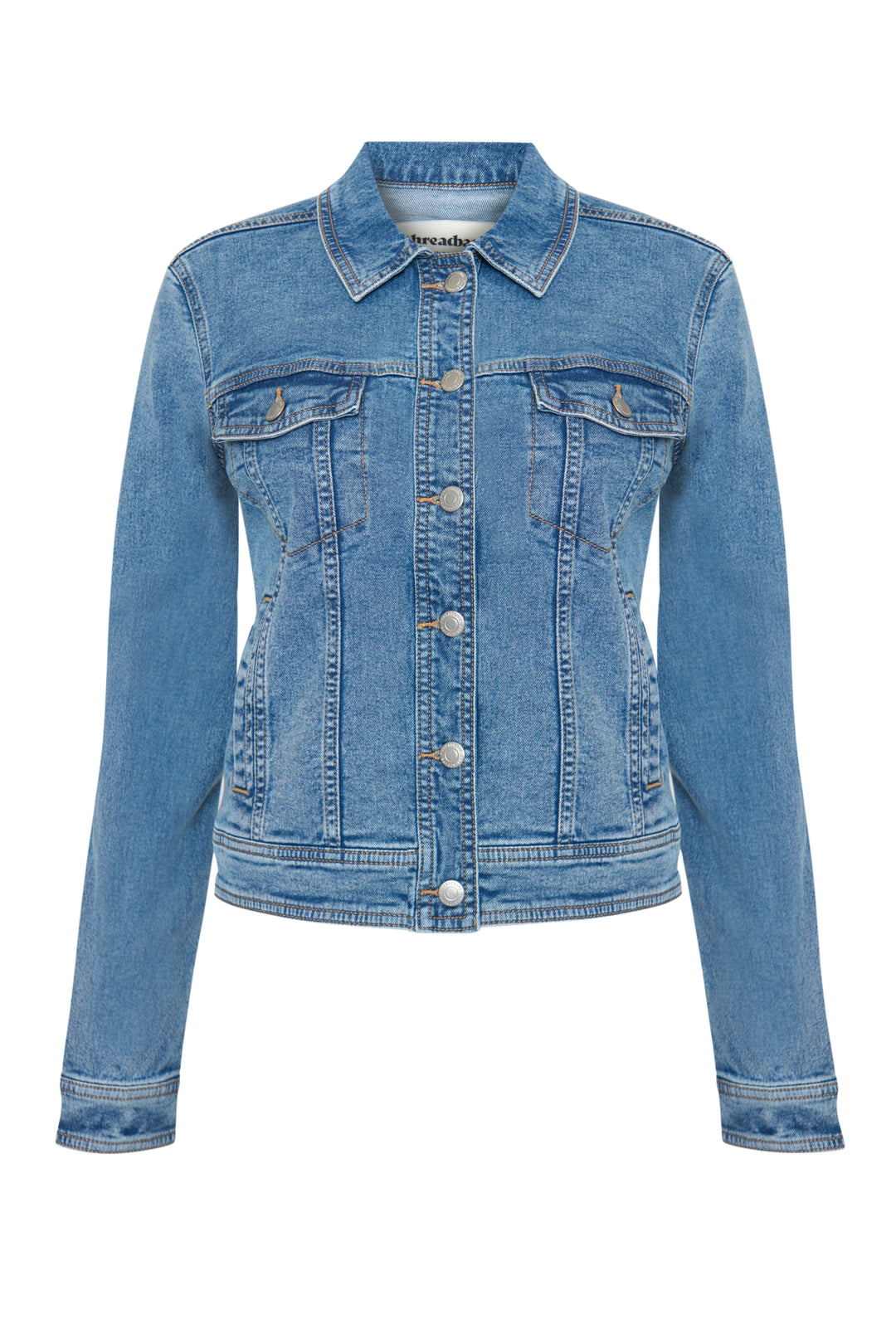 Threadbare Denim Jacket in Mid Wash - flat lay