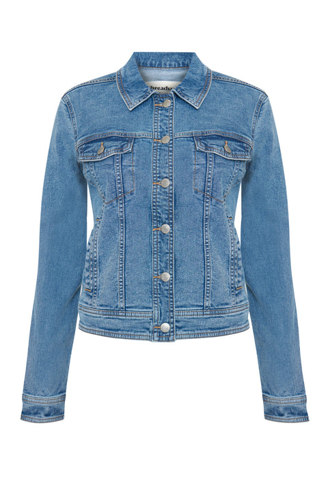Threadbare Denim Jacket in Mid Wash - flat lay