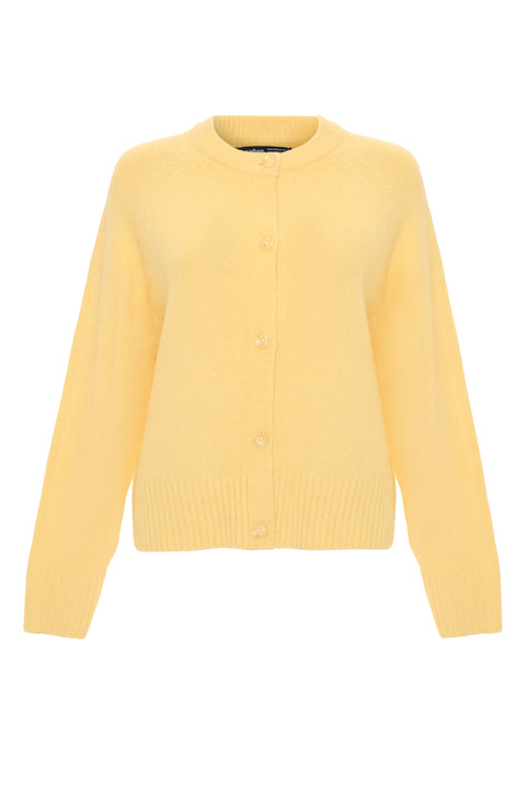 Threadbare Button Up Knitted Cardigan in Yellow - flat lay