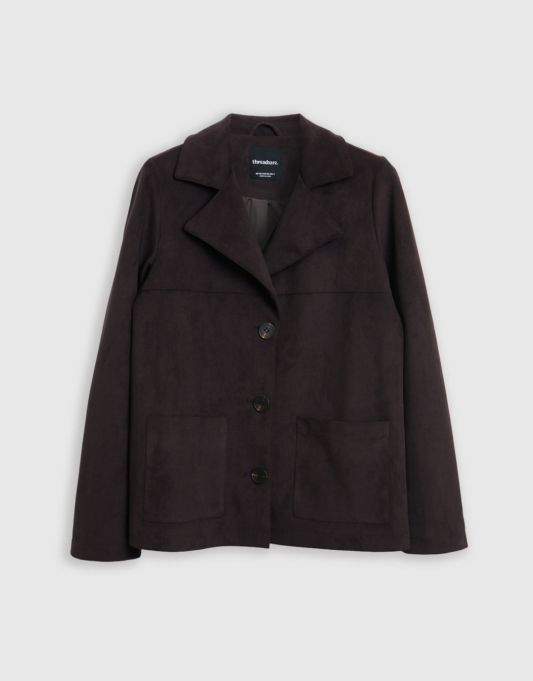 Faux Suede Blazer in Chocolate Brown