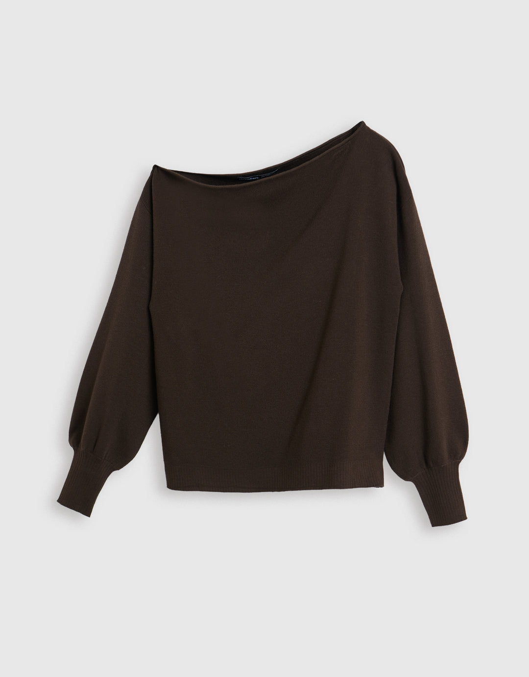 The Signature Soft Slash Neck Jumper in Chocolate Brown