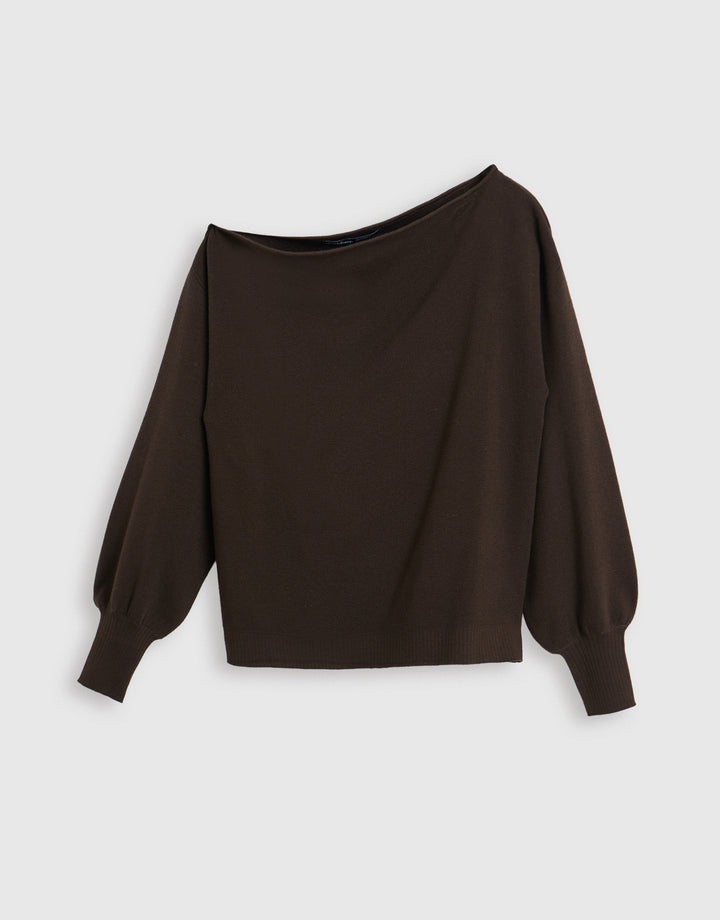 The Signature Soft Slash Neck Jumper in Chocolate Brown