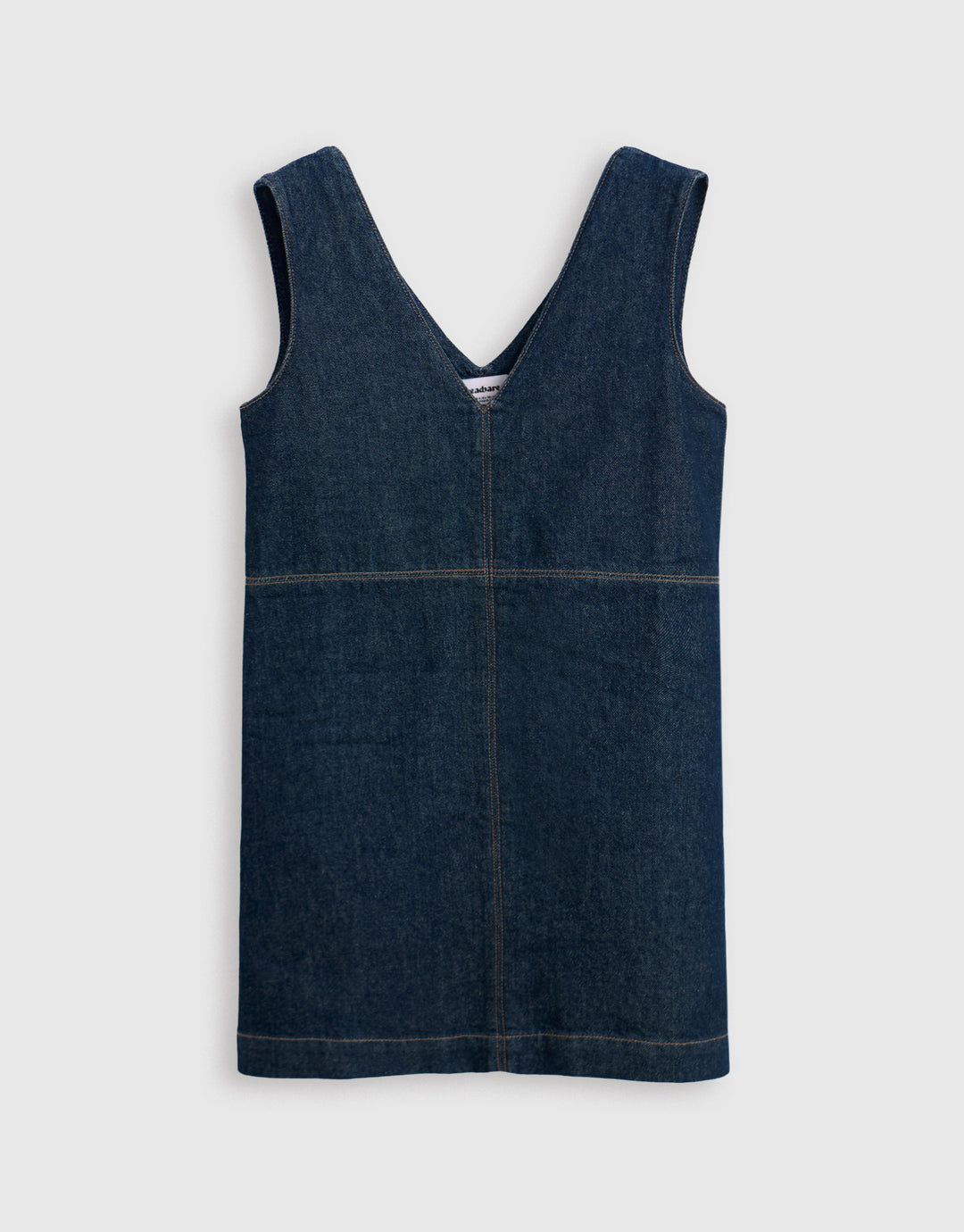 Denim V-Neck Mini Dress in Indigo