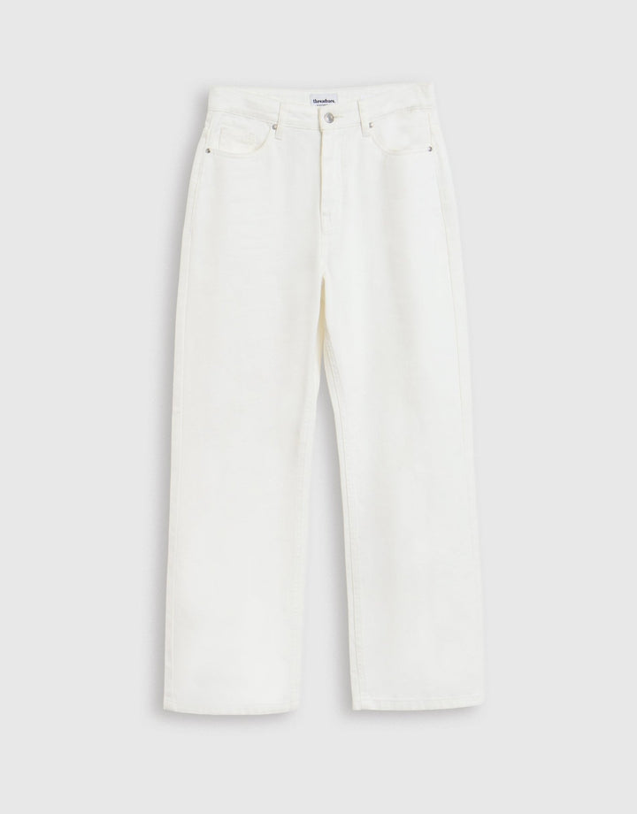 Threadbare The Classic Straight Leg Jeans in White - mannequin image