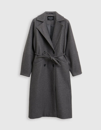 Threadbare Longline Cocoon Coat in Grey - mannequin image