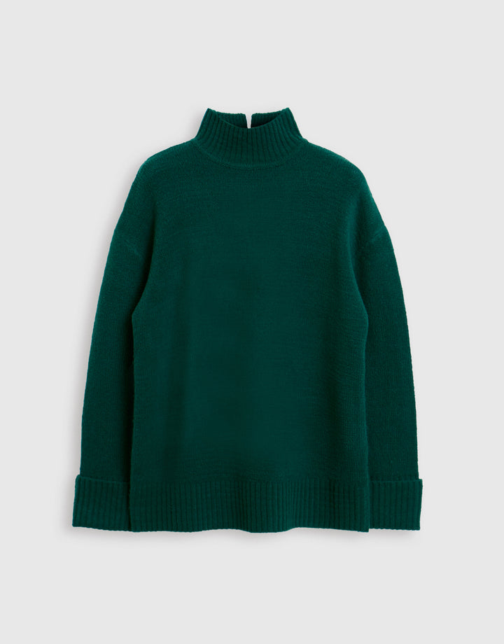 The Oversized Roll Neck Jumper in Green