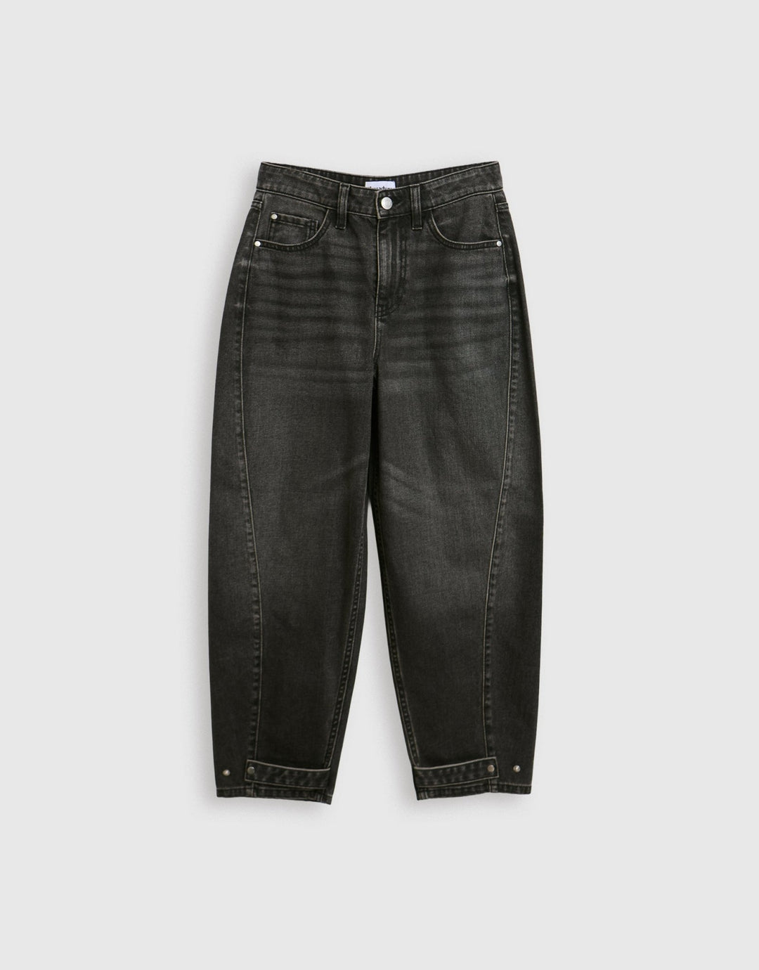 Threadbare Petite Barrel Leg Jeans in Black - mannequin image