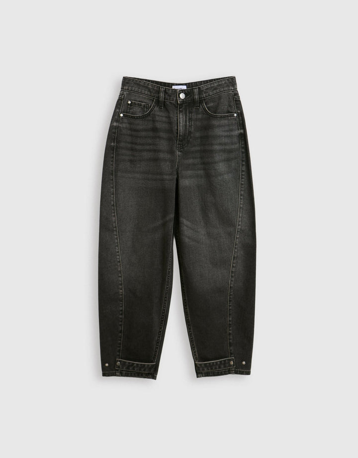 Threadbare Petite Barrel Leg Jeans in Black - mannequin image