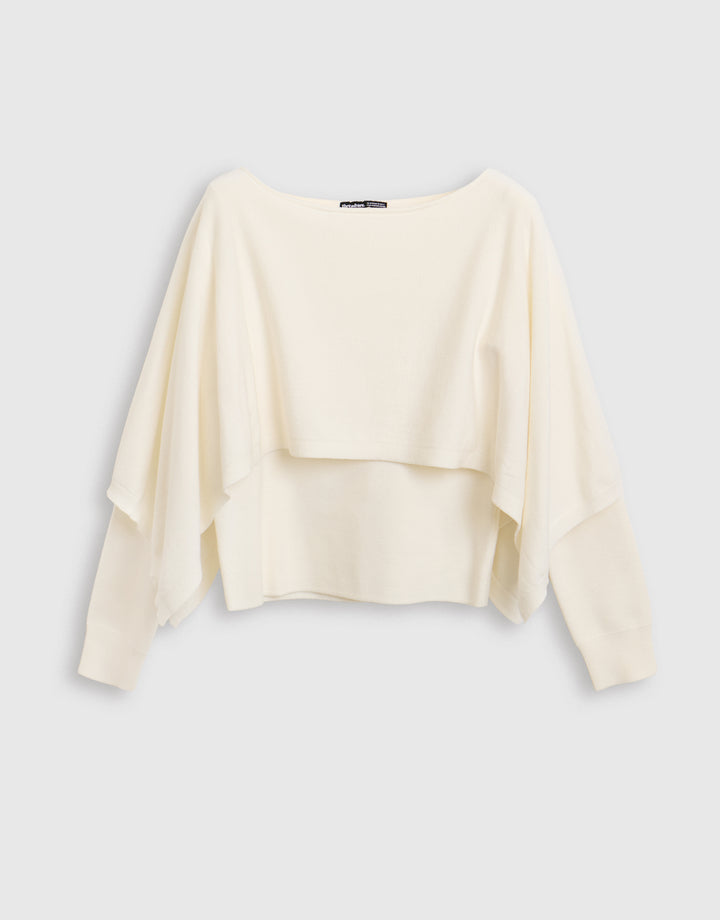 Long Sleeve Cape Top in Ecru