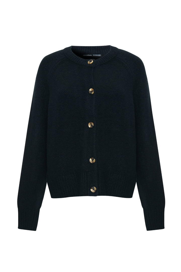 Black Button Up Knitted Cardigan