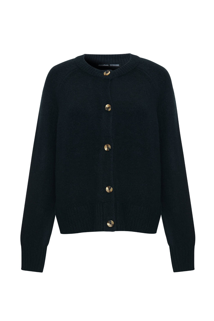 Black Button Up Knitted Cardigan