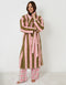 Pink & Green Stripe Borg Dressing Gown