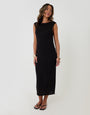 Threadbare Knitted Yarn Midi Dress in Black - full body