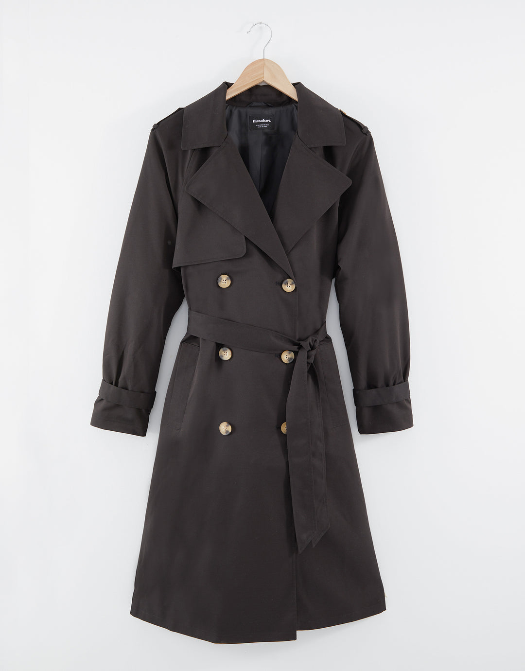 Black Double Breasted Trench Coat