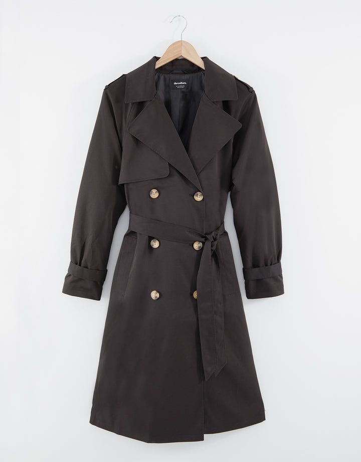 Black Double Breasted Trench Coat