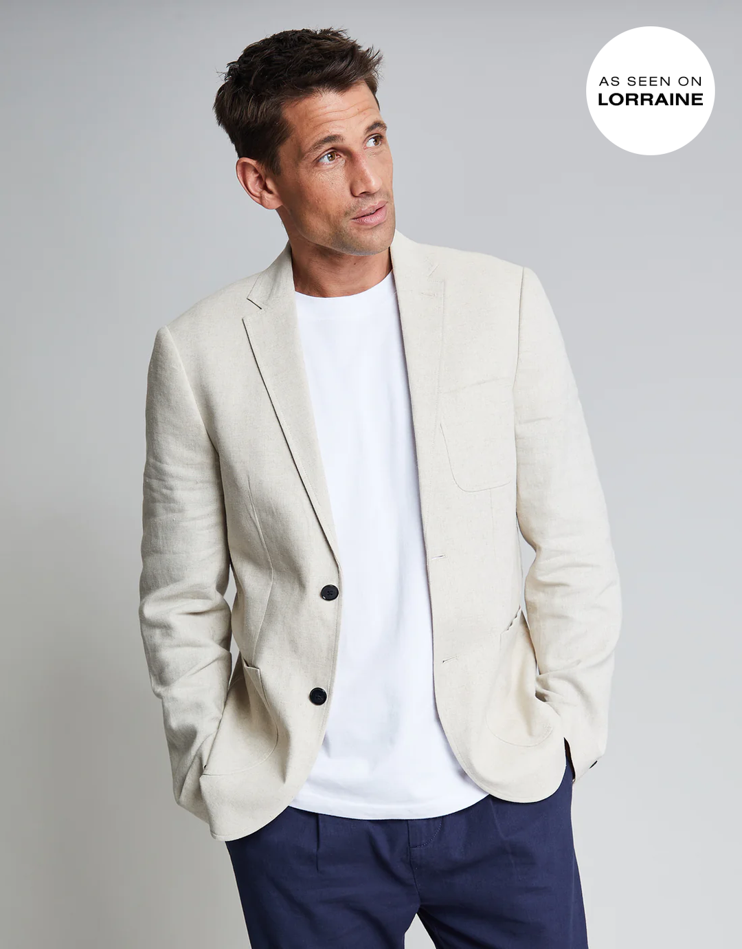 Threadbare Luxe Men's Stone Linen Blend Blazer
