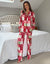 Red Patchwork Print Long Button-Through Christmas Pyjamas (2-Piece Set)