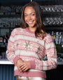 Pink Knitted Sequin Fairisle Jumper