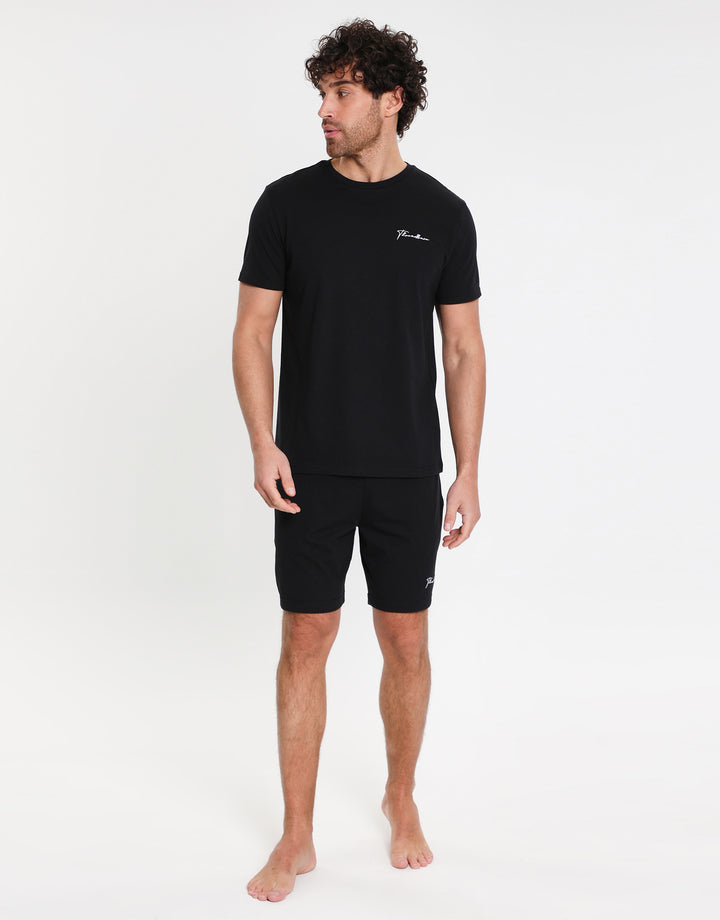 Black Handwritten Logo Loungewear Set (2-Piece Set)