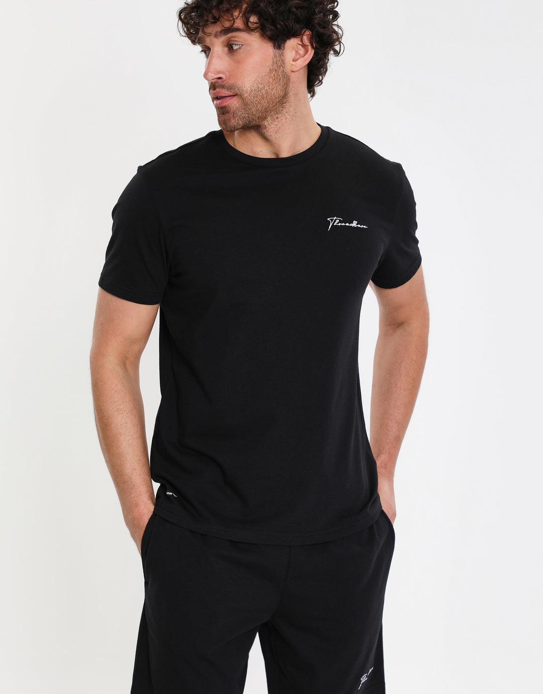 Black Handwritten Logo Loungewear Set (2-Piece Set)