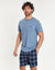 Denim Blue & Tonal Blue Check Loungewear Set (2-Piece Set)
