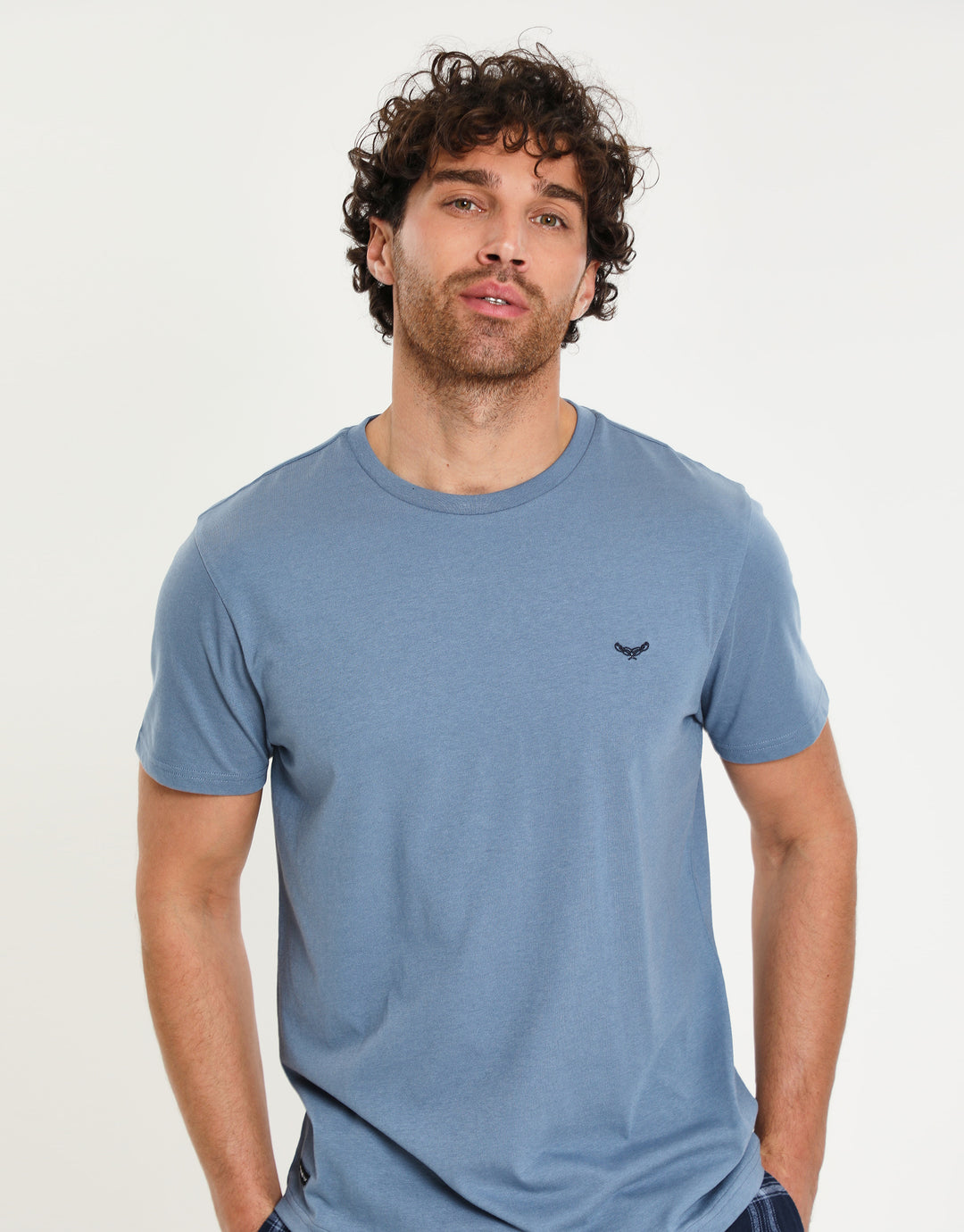 Denim Blue & Tonal Blue Check Loungewear Set (2-Piece Set)