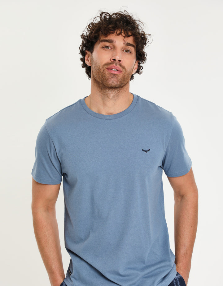 Denim Blue & Tonal Blue Check Loungewear Set (2-Piece Set)