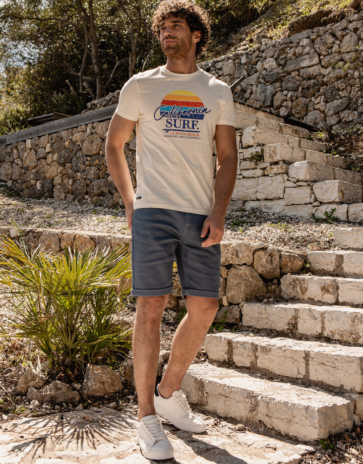 Ecru California Surf Print T-Shirt