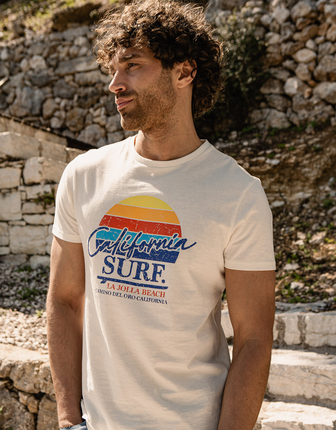 Ecru California Surf Print T-Shirt