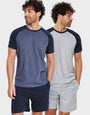 Grey Marl & Navy Raglan Loungewear Set (4-Piece Set) (2 Pack)