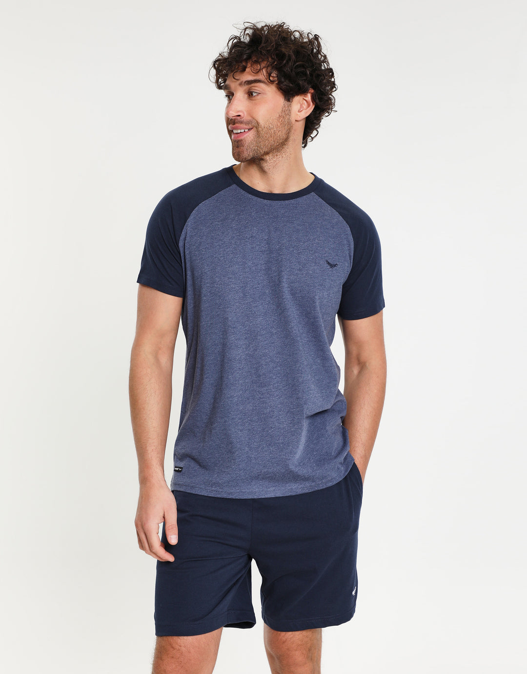Grey Marl & Navy Raglan Loungewear Set (4-Piece Set) (2 Pack)