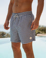 Blue Geometric Print Swim Shorts