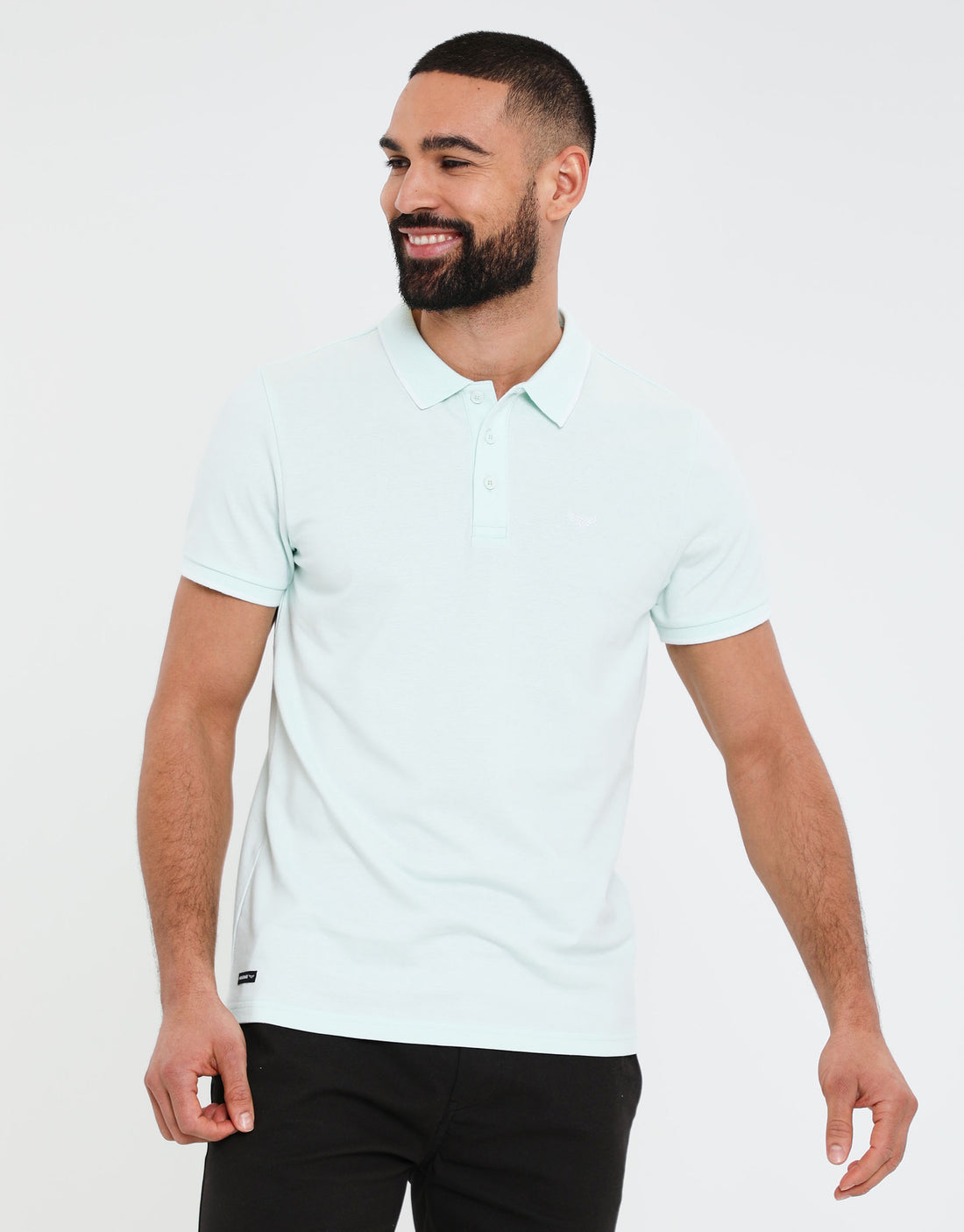 Men's Mint Green Two Tone Pique Classic Short Sleeve Polo Shirt ...