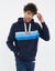 Navy Colourblock Chest Panel Hoodie with Kangaroo Pocket