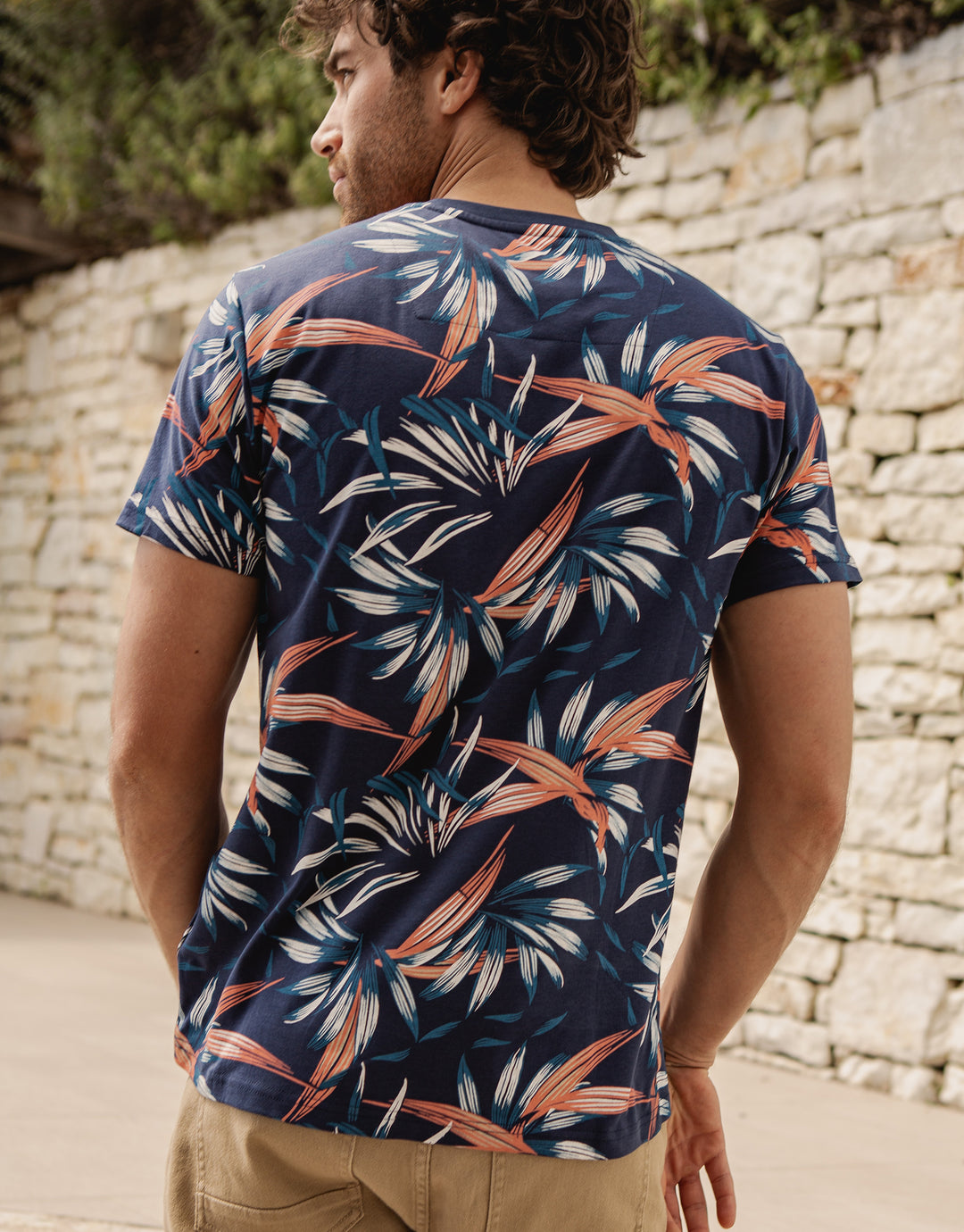 Navy Floral Print Short Sleeve T-Shirt