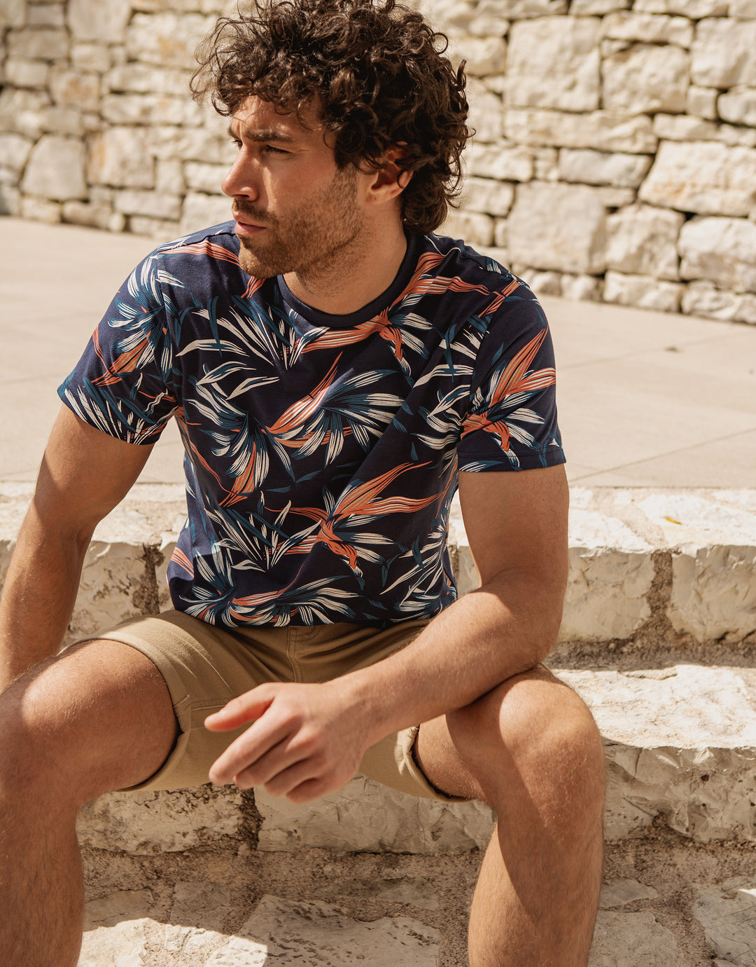 Navy Floral Print Short Sleeve T-Shirt