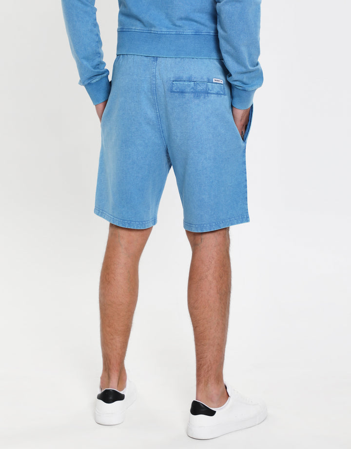 Blue Dye Effect Cotton Fleece Shorts