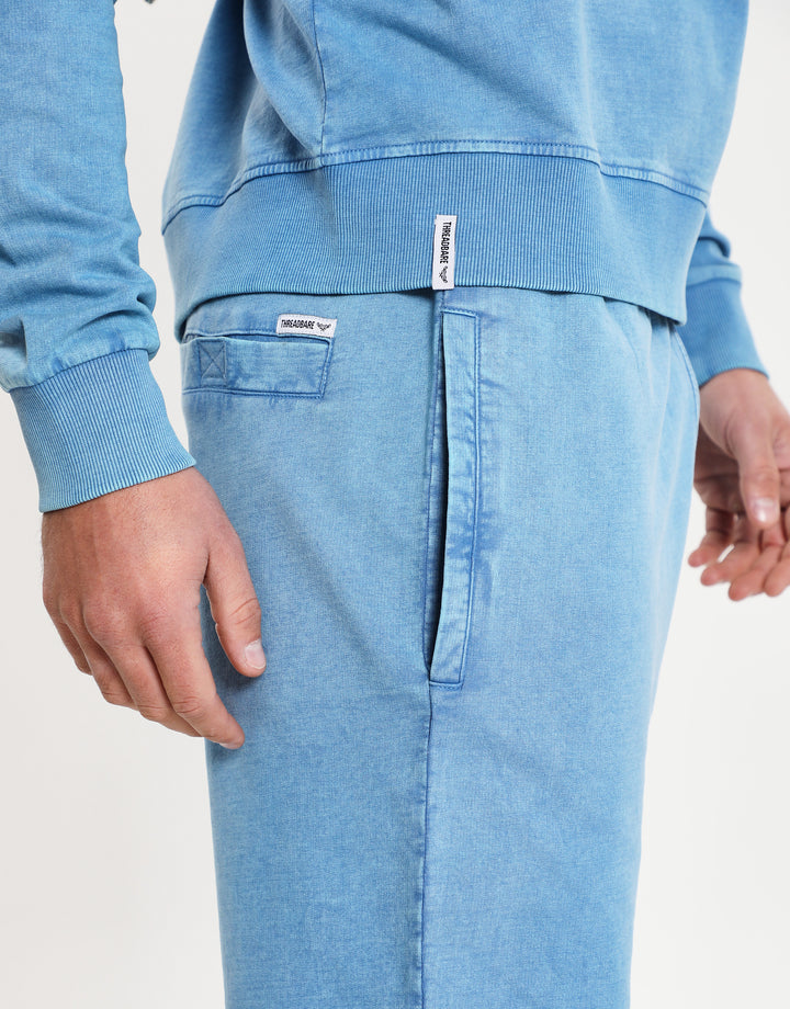 Blue Dye Effect Cotton Fleece Shorts