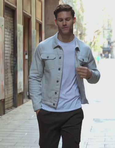 Ecru Cotton Twill Denim Style Jacket