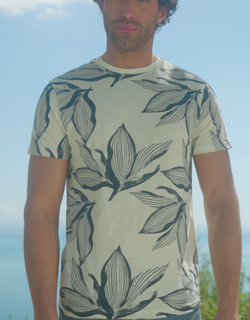 Ecru Floral Print T-Shirt