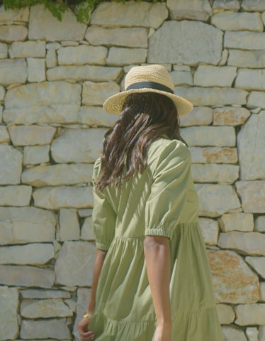 Khaki Green Button Down Collared Tiered Maxi Shirt Dress
