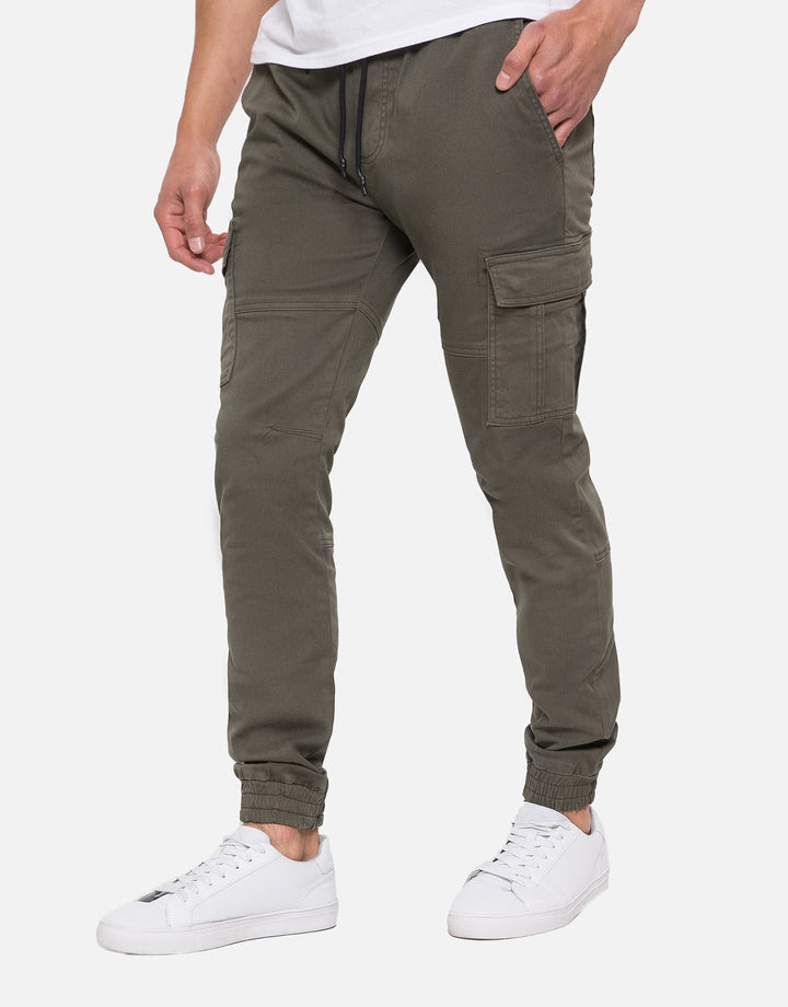 Khaki Green Slim Fit Cargo Trousers