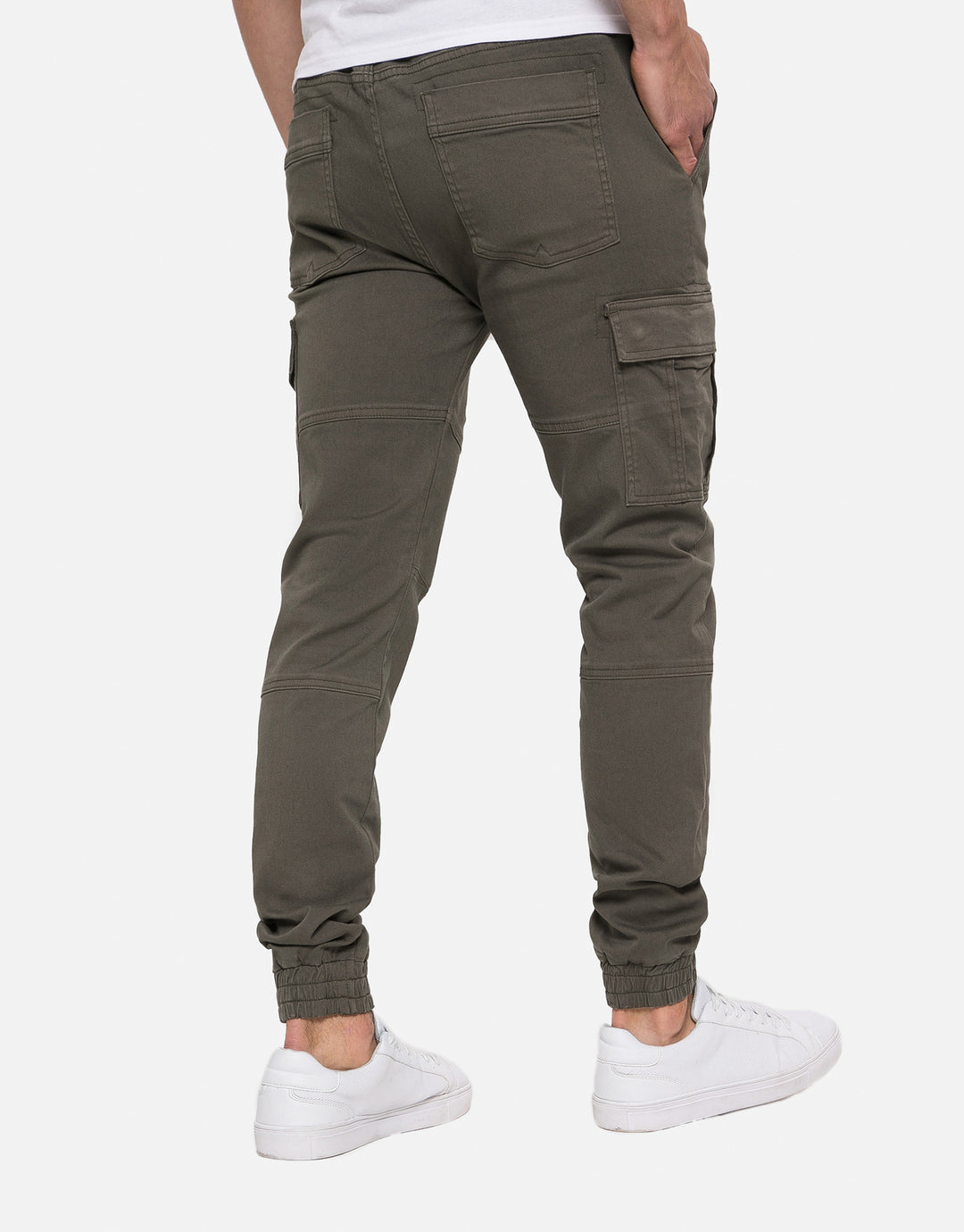 Khaki Green Slim Fit Cargo Trousers