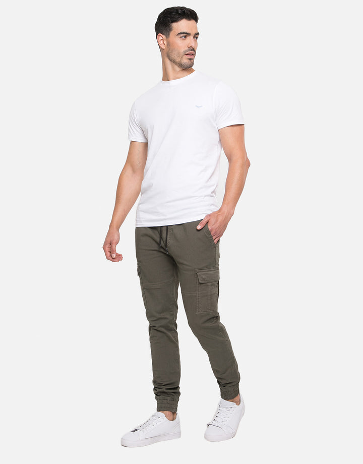 Khaki Green Slim Fit Cargo Trousers