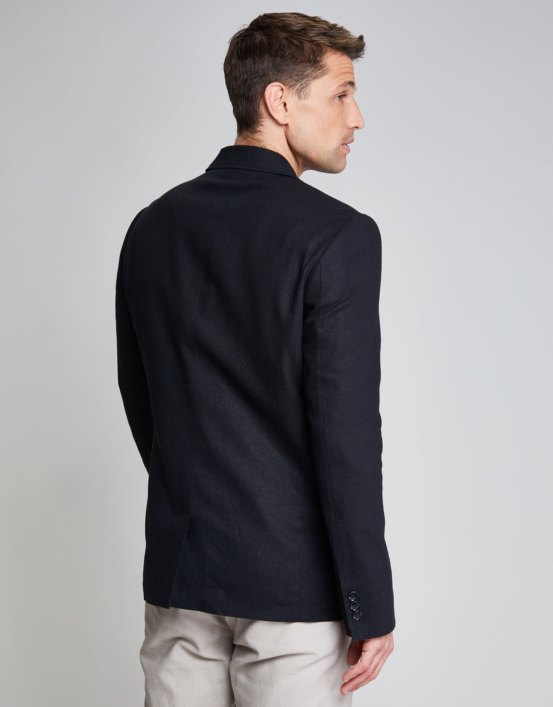 Threadbare Luxe Men's Black Linen Blend Single Breasted Tailored Blazer