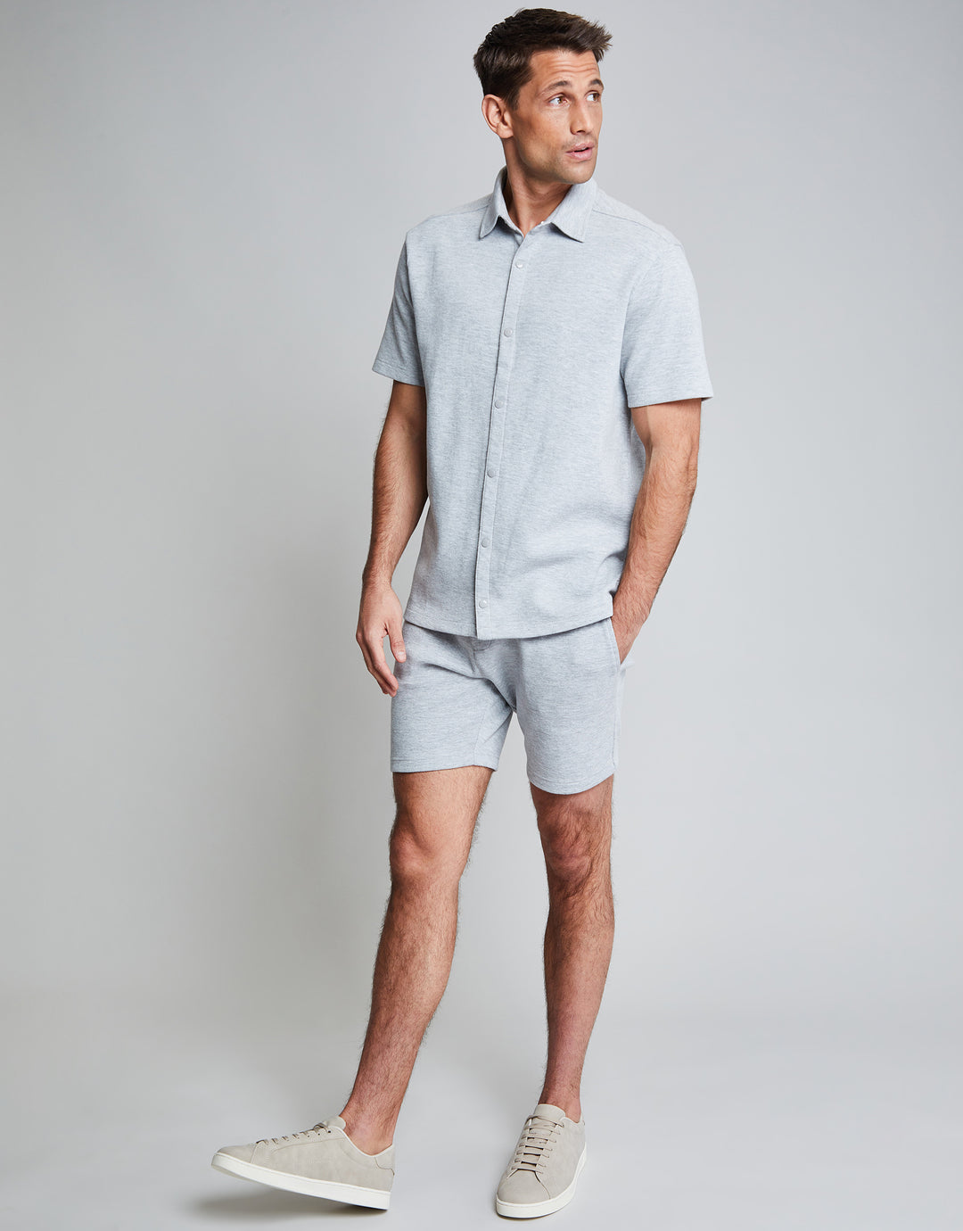 Threadbare Luxe Men's Grey Marl Pique Shorts