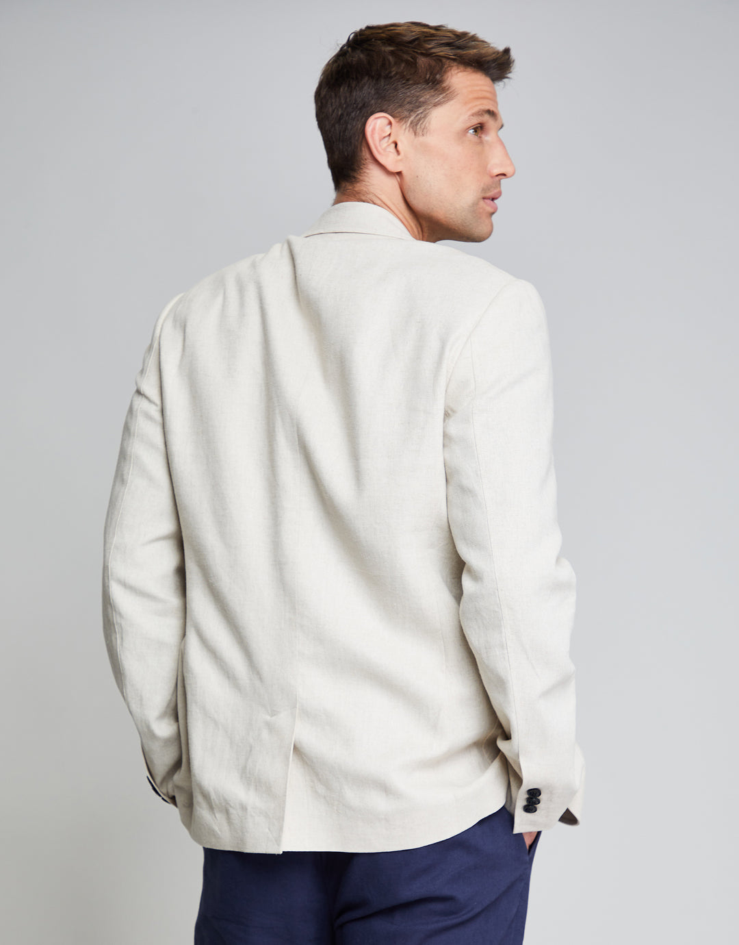 Threadbare Luxe Men's Stone Linen Blend Blazer