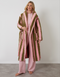 Pink Stripe Borg Dressing Gown